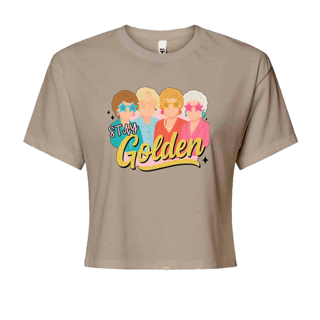 Stay Golden Girls Retro Cropped T-Shirt Khaki