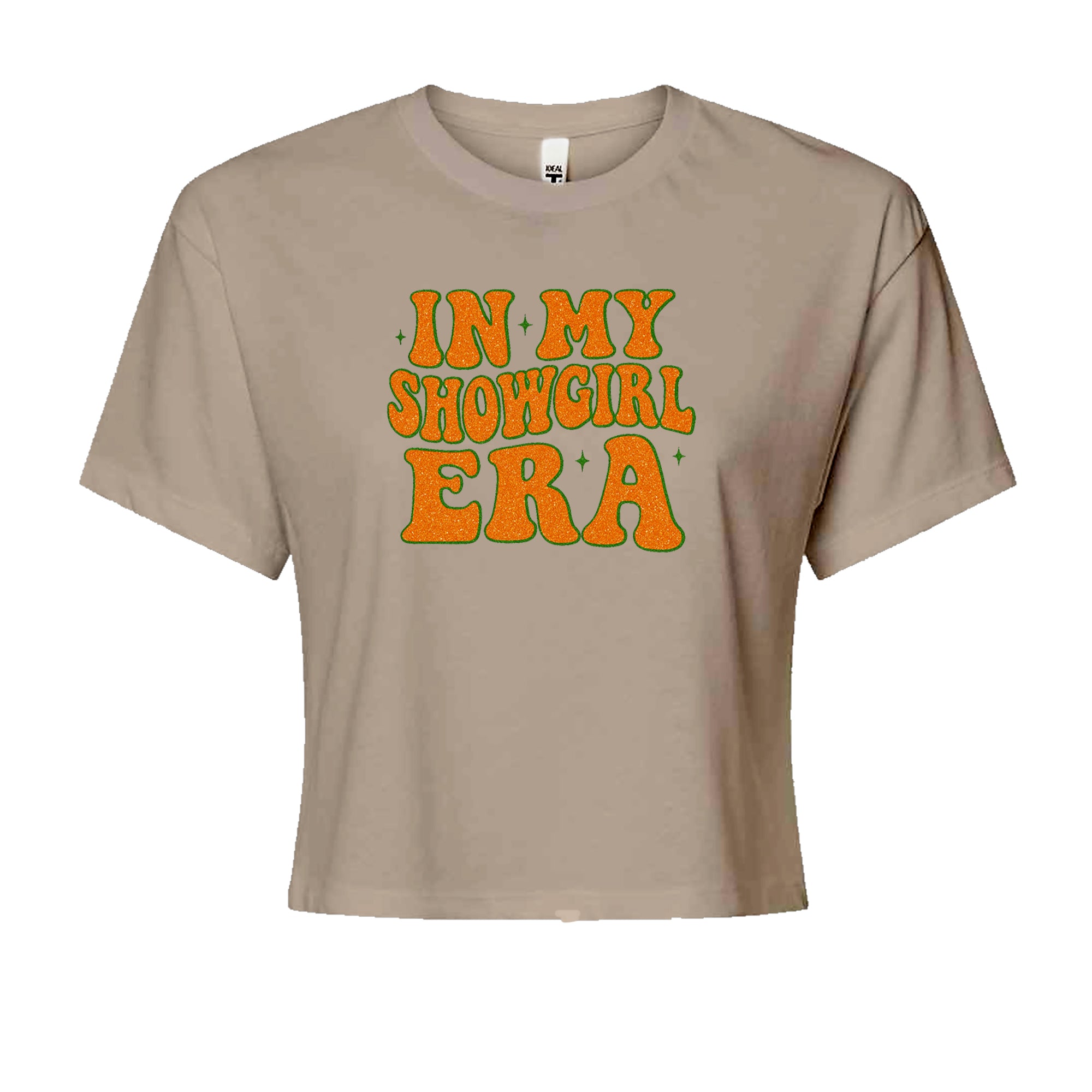 In My Showgirl Era Retro Cropped T-Shirt Khaki