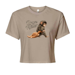 Punch Brave Together Stuffed Animal Cropped T-Shirt Khaki