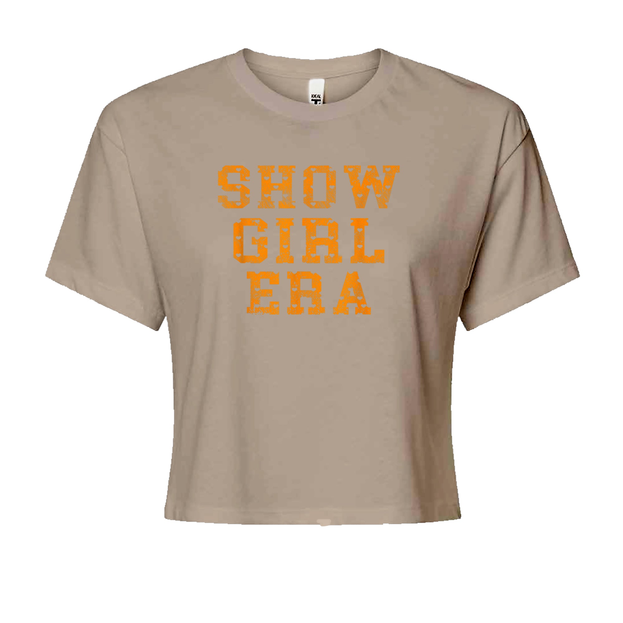 Vintage Showgirl Era Heart Cropped T-Shirt Khaki