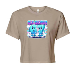 67 Six Seven Meme Kawaii Cloud Cropped T-Shirt Khaki