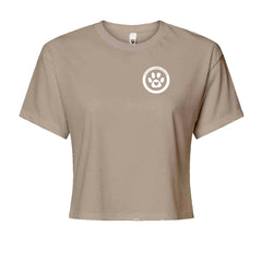 TLC To Love a Canine Dog Rescue White Cropped T-Shirt Khaki