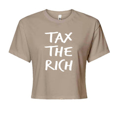 Tax the Rich Protest Wealth Inequality Cropped T-Shirt Khaki