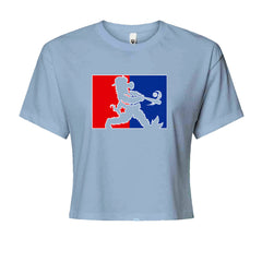 Batter Up Philly Baseball Phan Cropped T-Shirt Light Blue