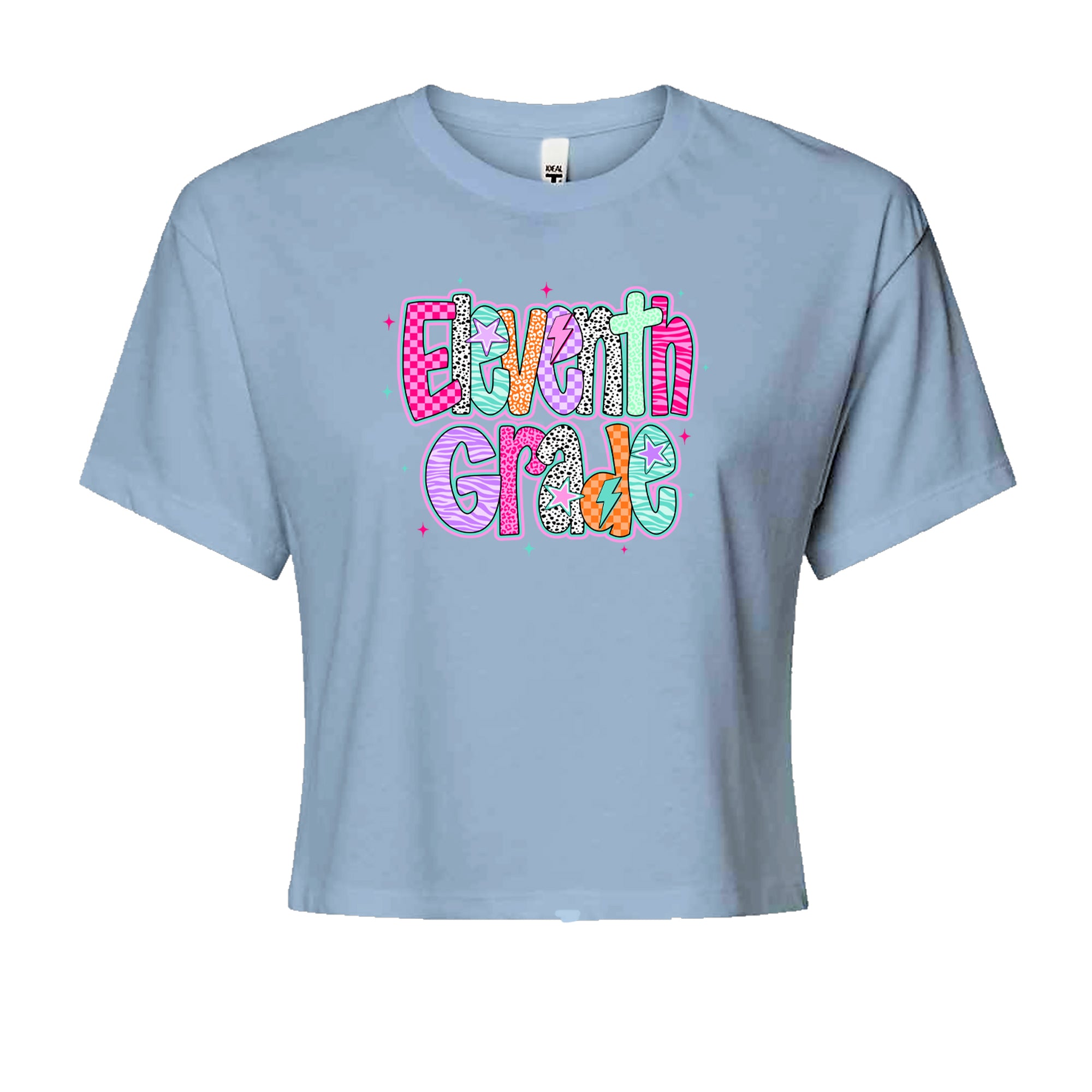 Eleventh Grade Extra Colorful Back to School Cropped T-Shirt Light Blue