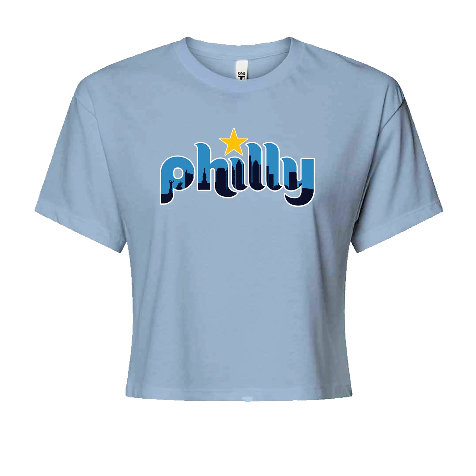 Skyline Philly Philadelphia Cropped T-Shirt Light Blue