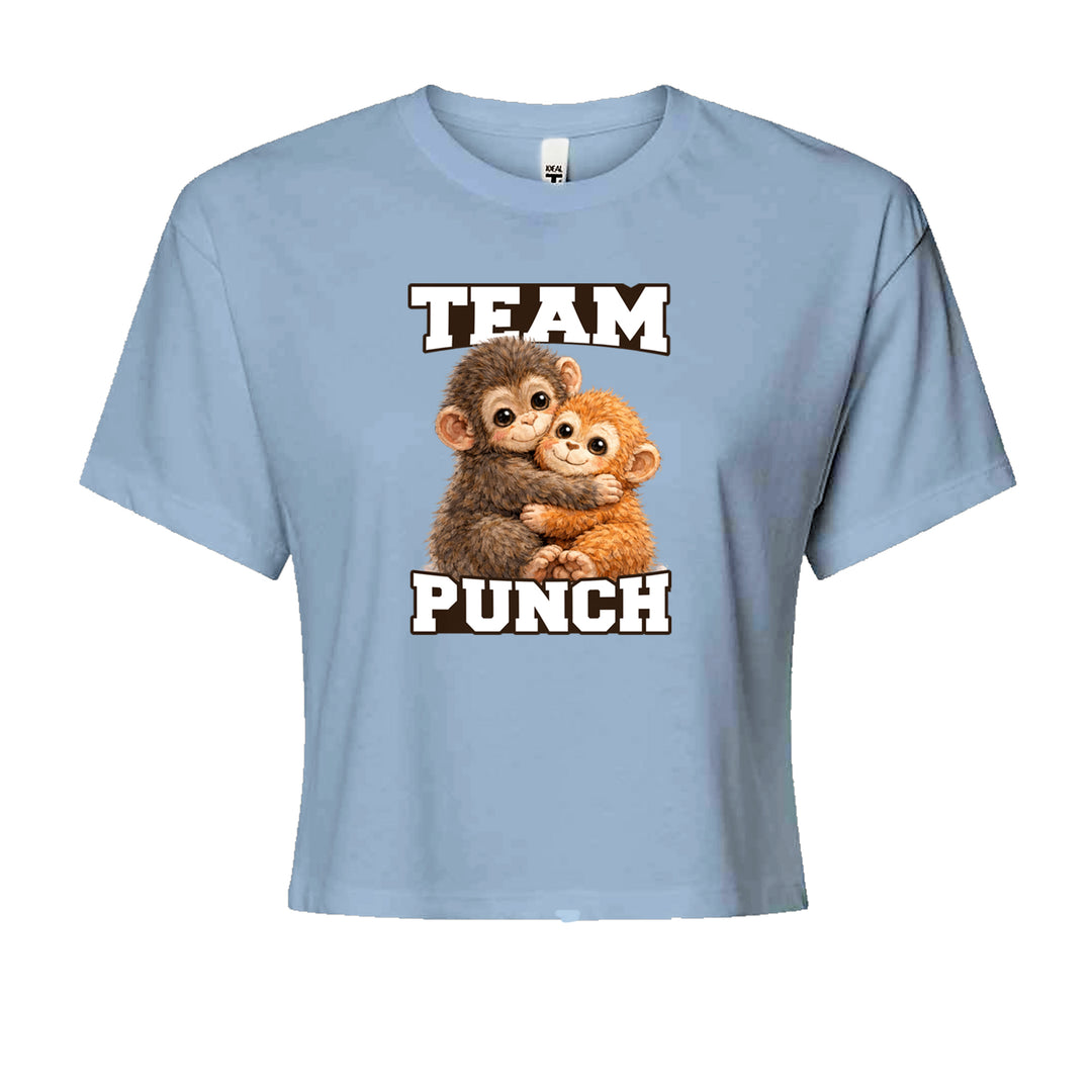 Team Punch Panchi-kun Monkey Cropped T-Shirt Light Blue