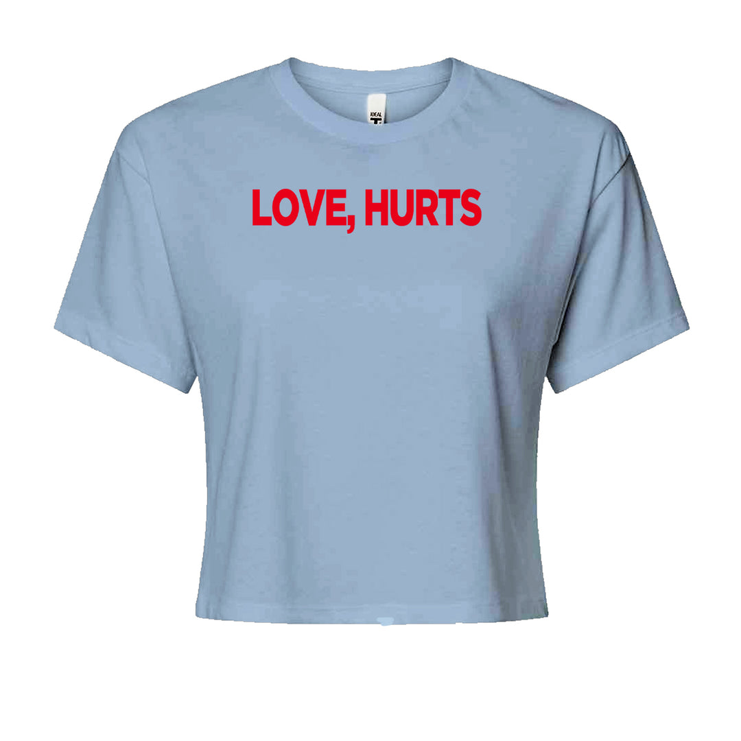 Love Hurts Cropped T-Shirt Light Blue