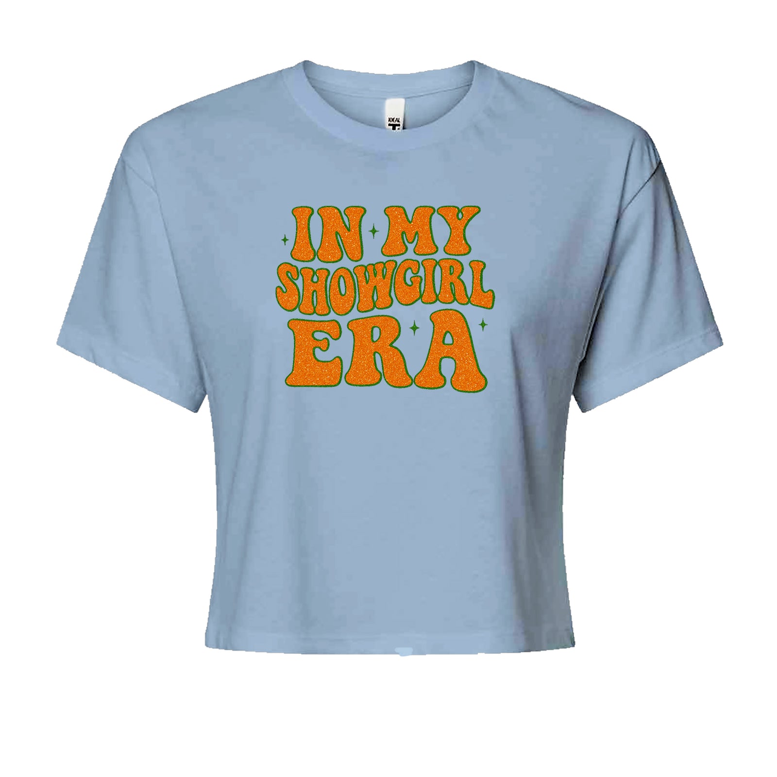 In My Showgirl Era Retro Cropped T-Shirt Light Blue