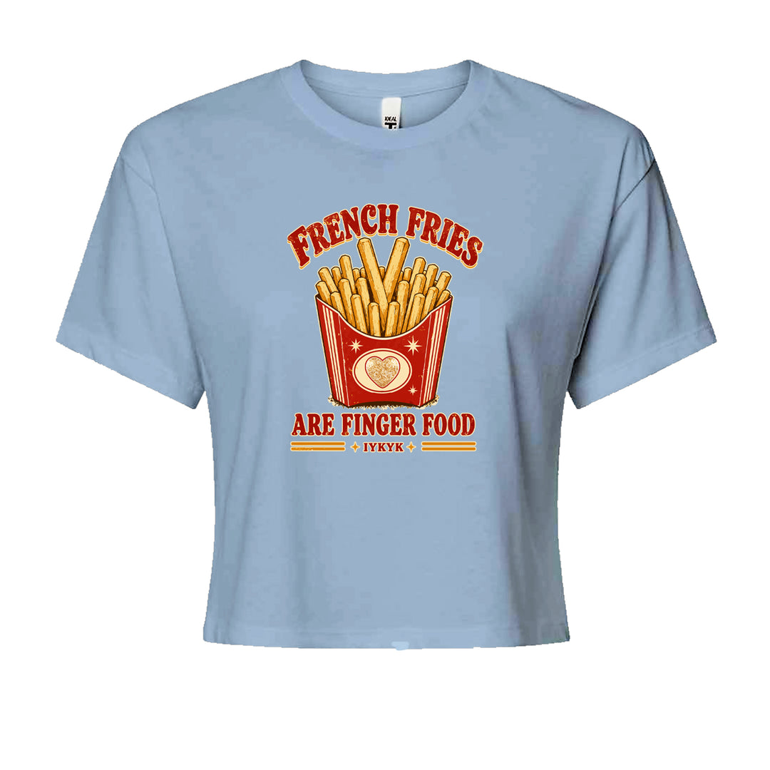French Fries Are Finger Food IYKYK Cropped T-Shirt Light Blue