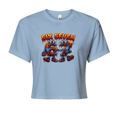 67 Lava Lightning Six Seven Meme Cropped T-Shirt Light Blue