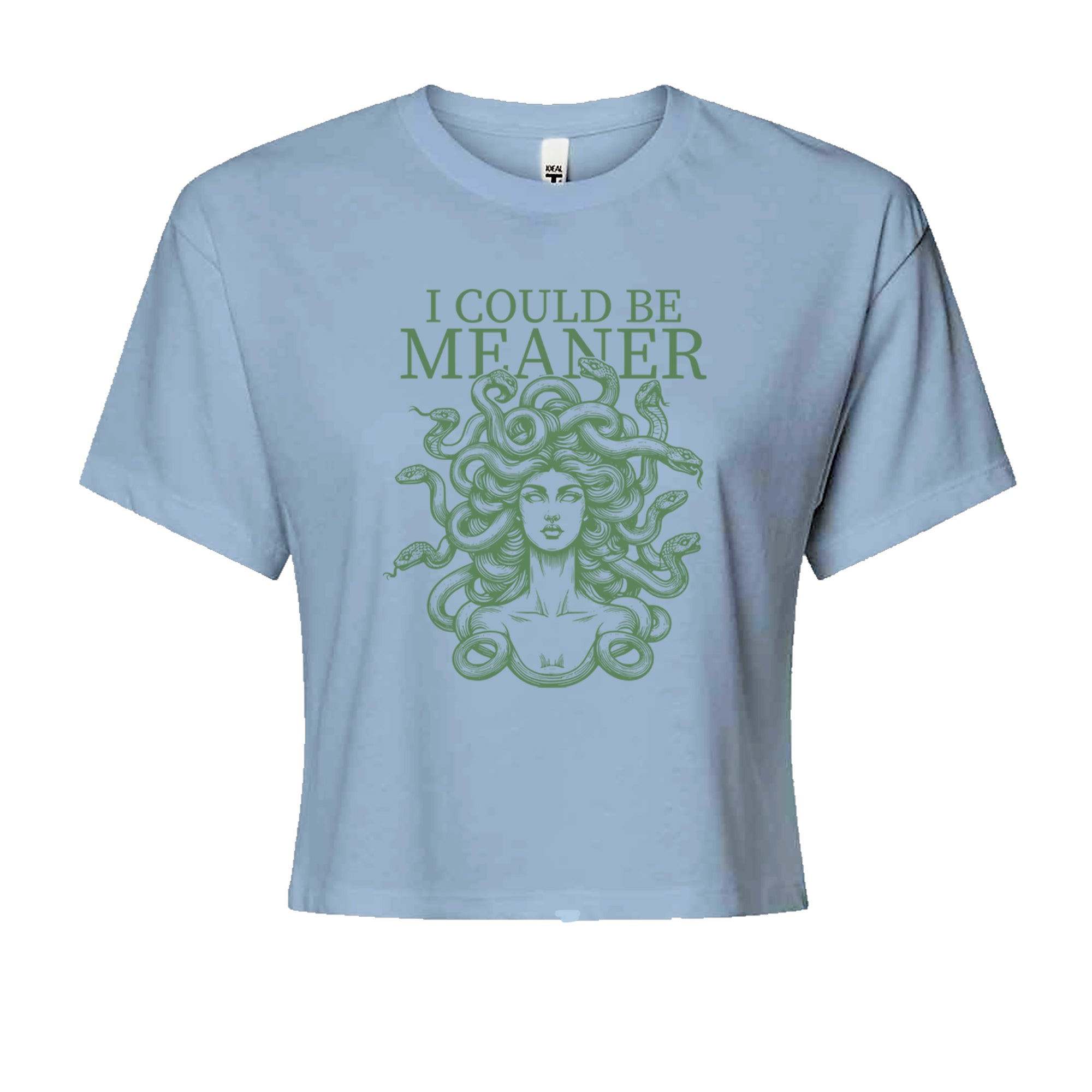 Medusa I Could Be Meaner Cropped T-Shirt Light Blue