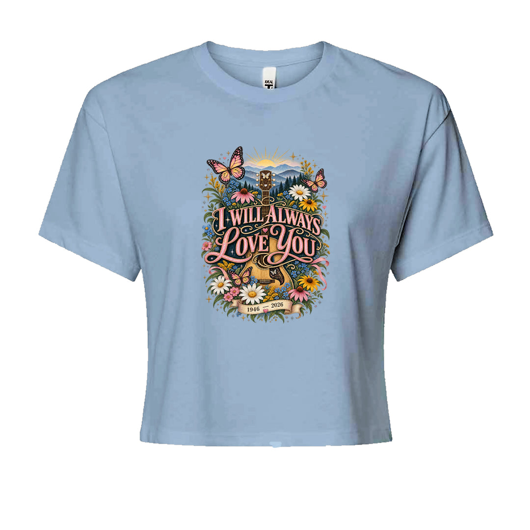 I Will Always Love You Dolly Cropped T-Shirt Light Blue