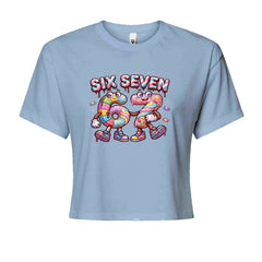 67 Candy Swirl Meme Cropped T-Shirt Light Blue