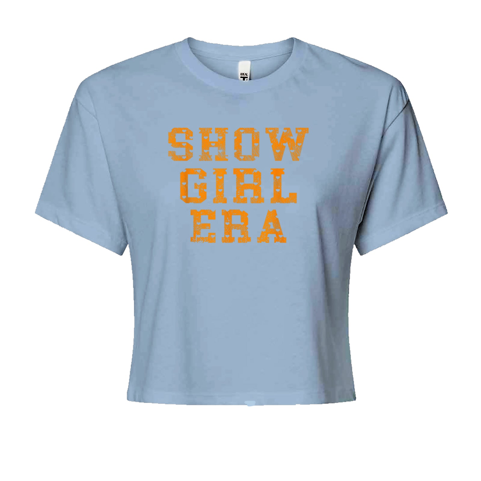 Vintage Showgirl Era Heart Cropped T-Shirt Light Blue