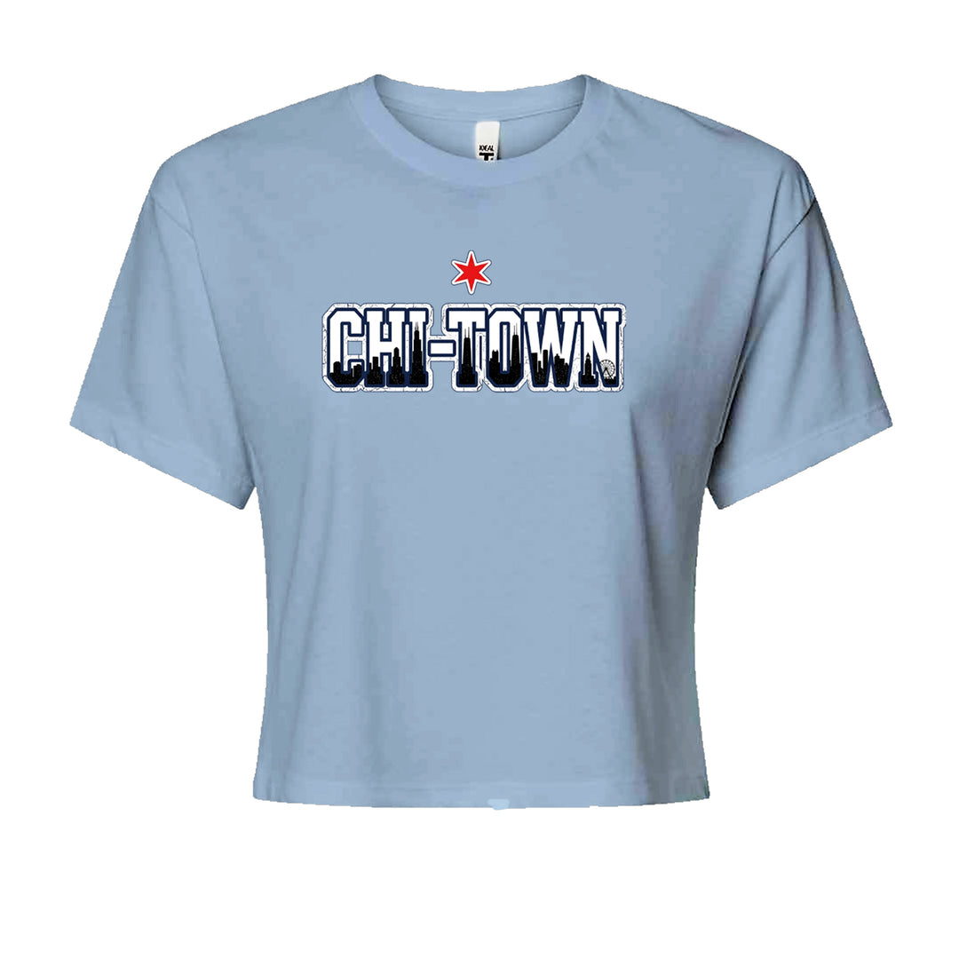 Chicago Chi-Town City Pride Cropped T-Shirt Light Blue