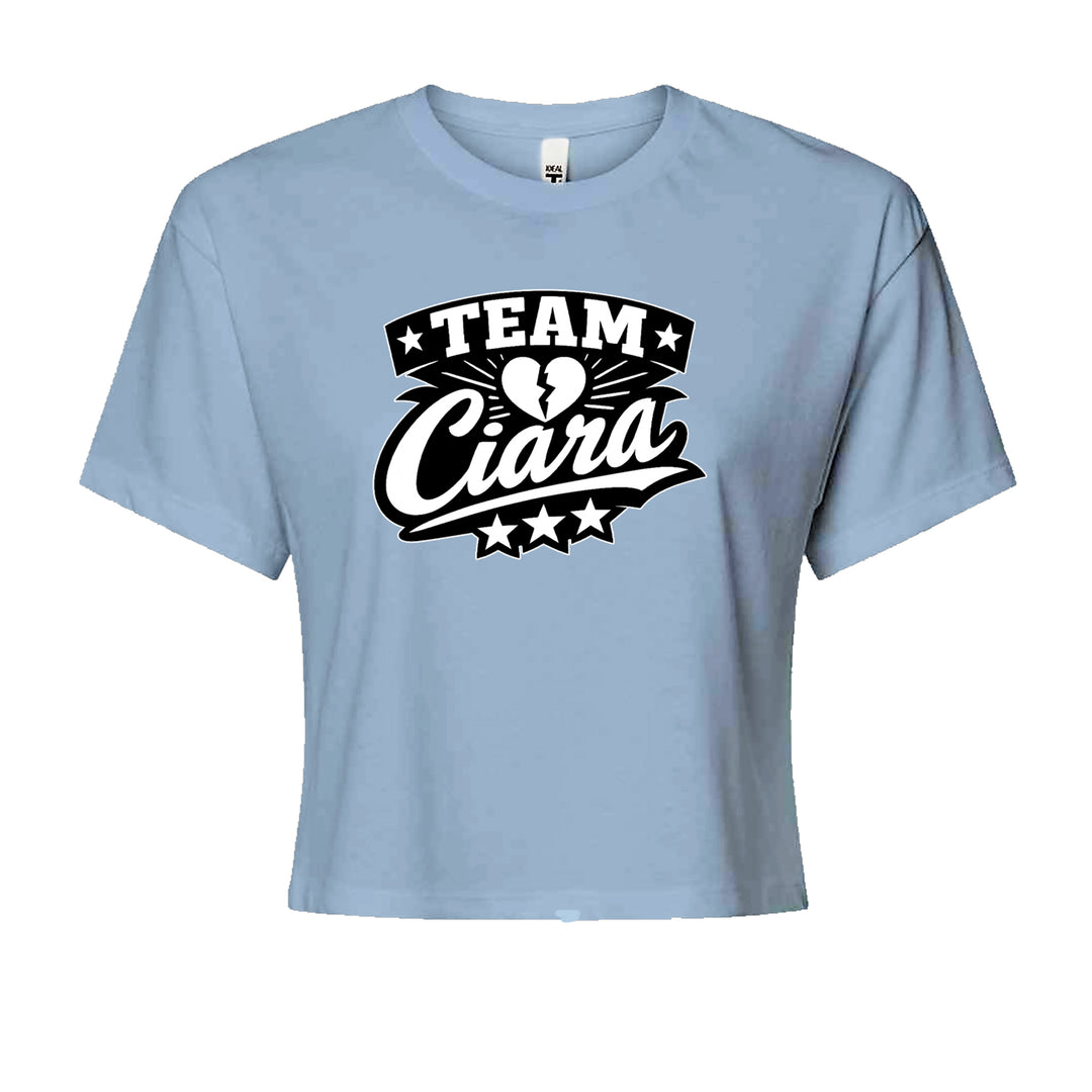 Team Ciara Scamanda Broken Heart Cropped T-Shirt Light Blue