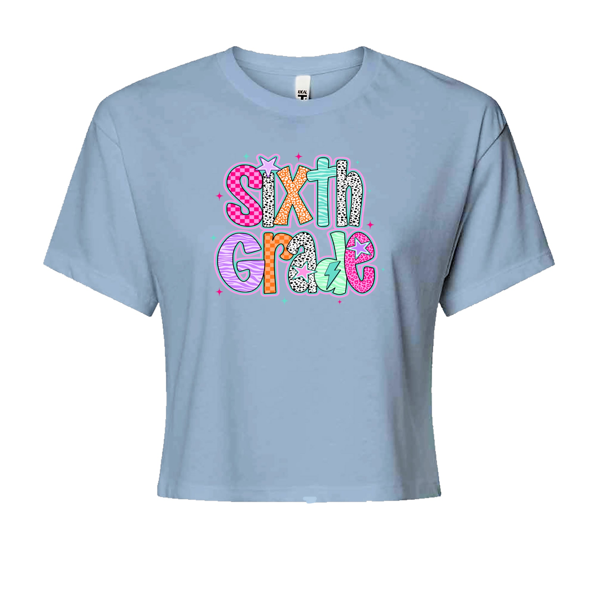 Sixth Grade Colorful Back to School Cropped T-Shirt Light Blue