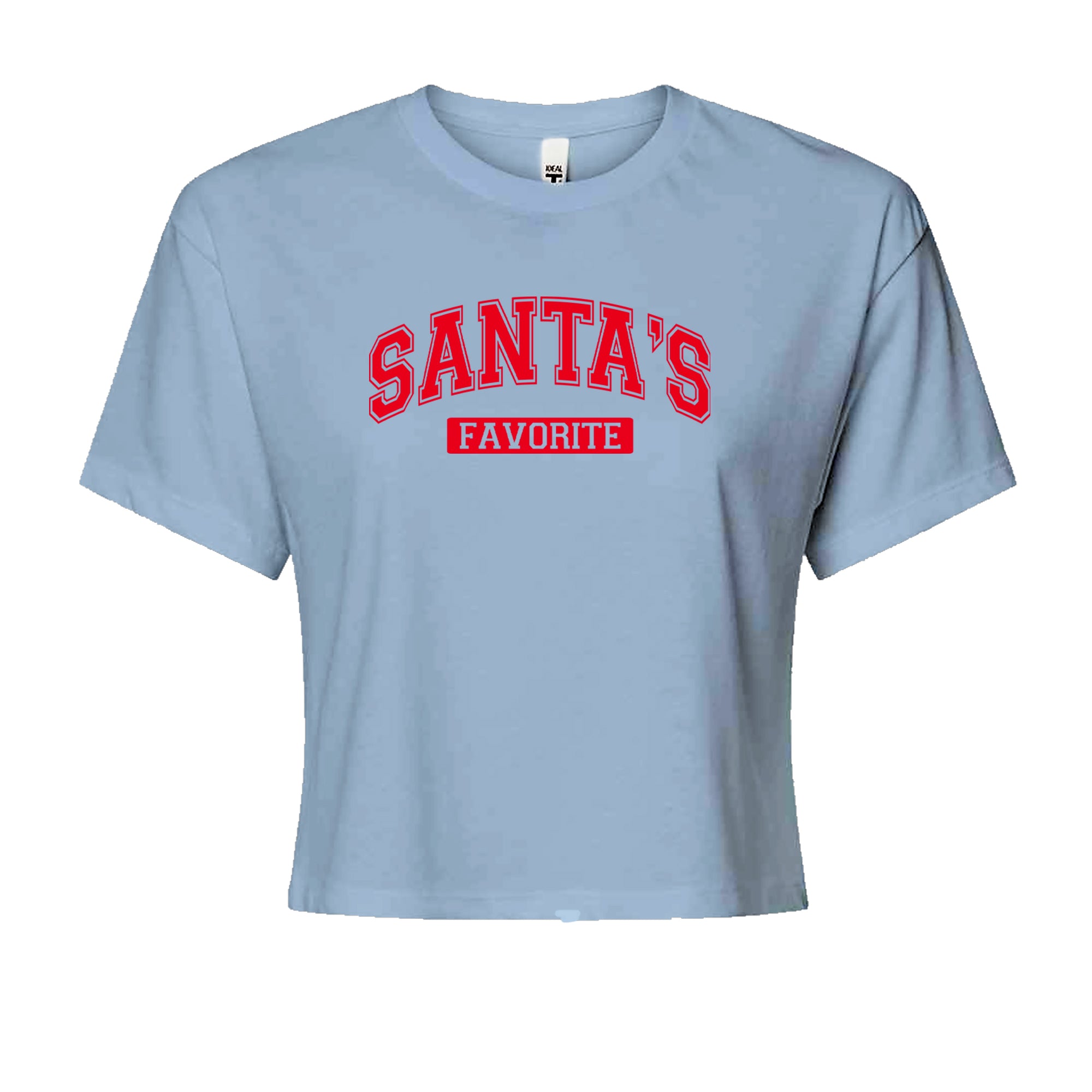 Santa's Favorite Cropped T-Shirt Light Blue