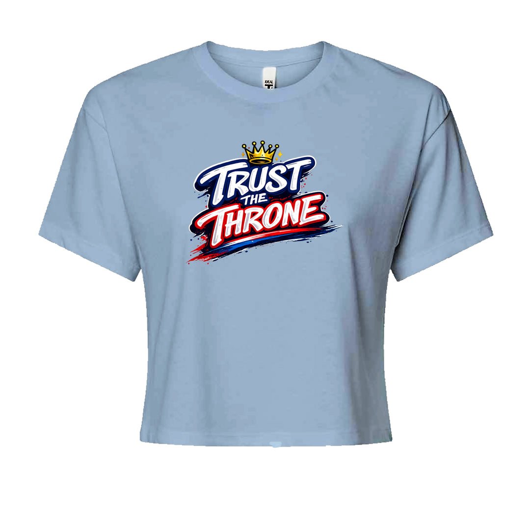 Trust The Throne Crown Philly Hoops graphic on Women's Boxy Crop T-Shirt in Light Blue