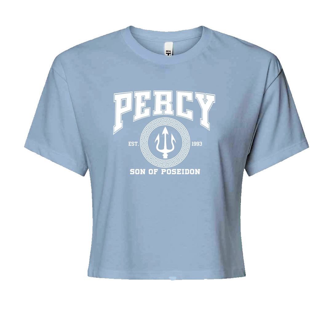 Percy Son Of Poseidon Sea God Cropped T-Shirt Light Blue