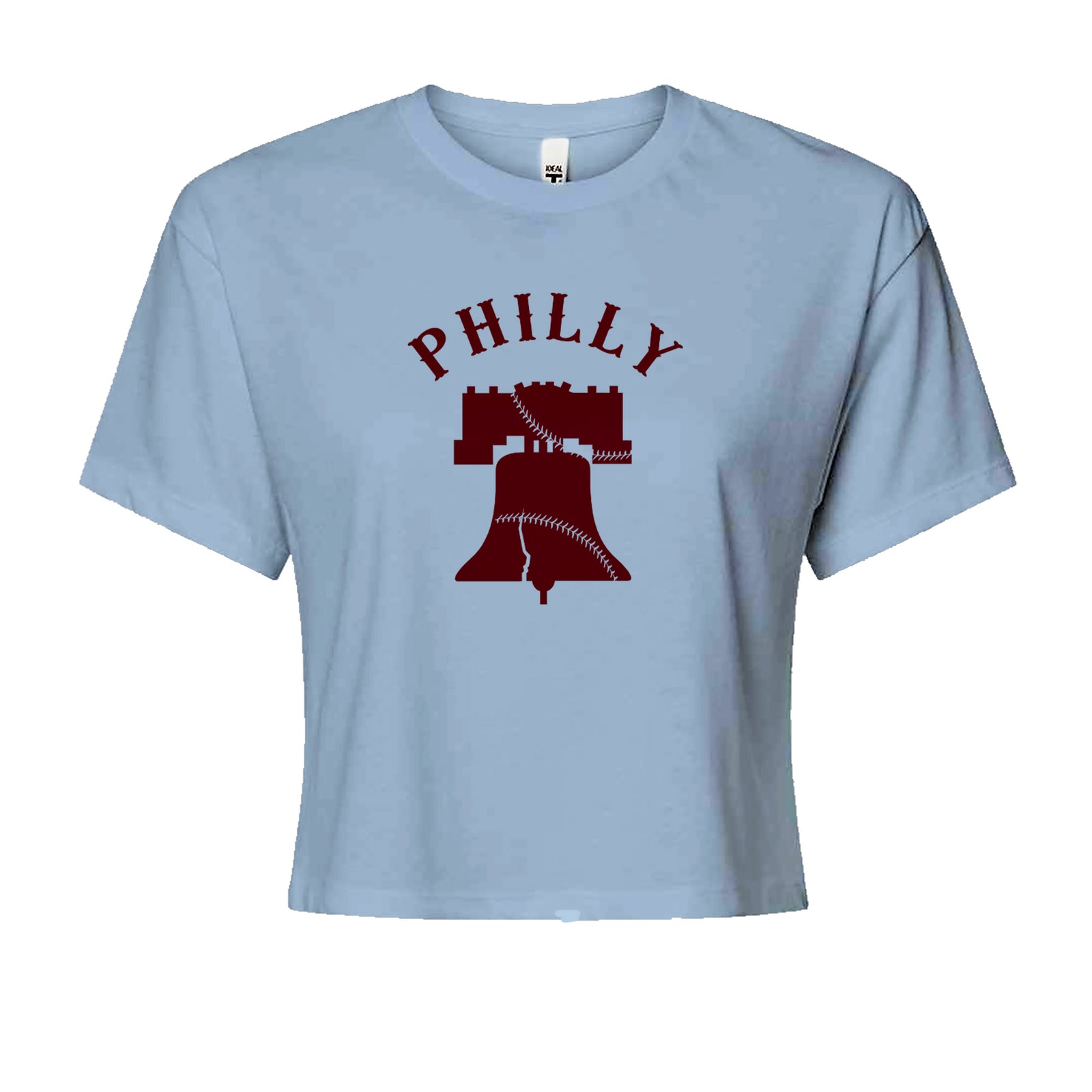 Philly Cracked Liberty Bell Cropped T-Shirt Light Blue