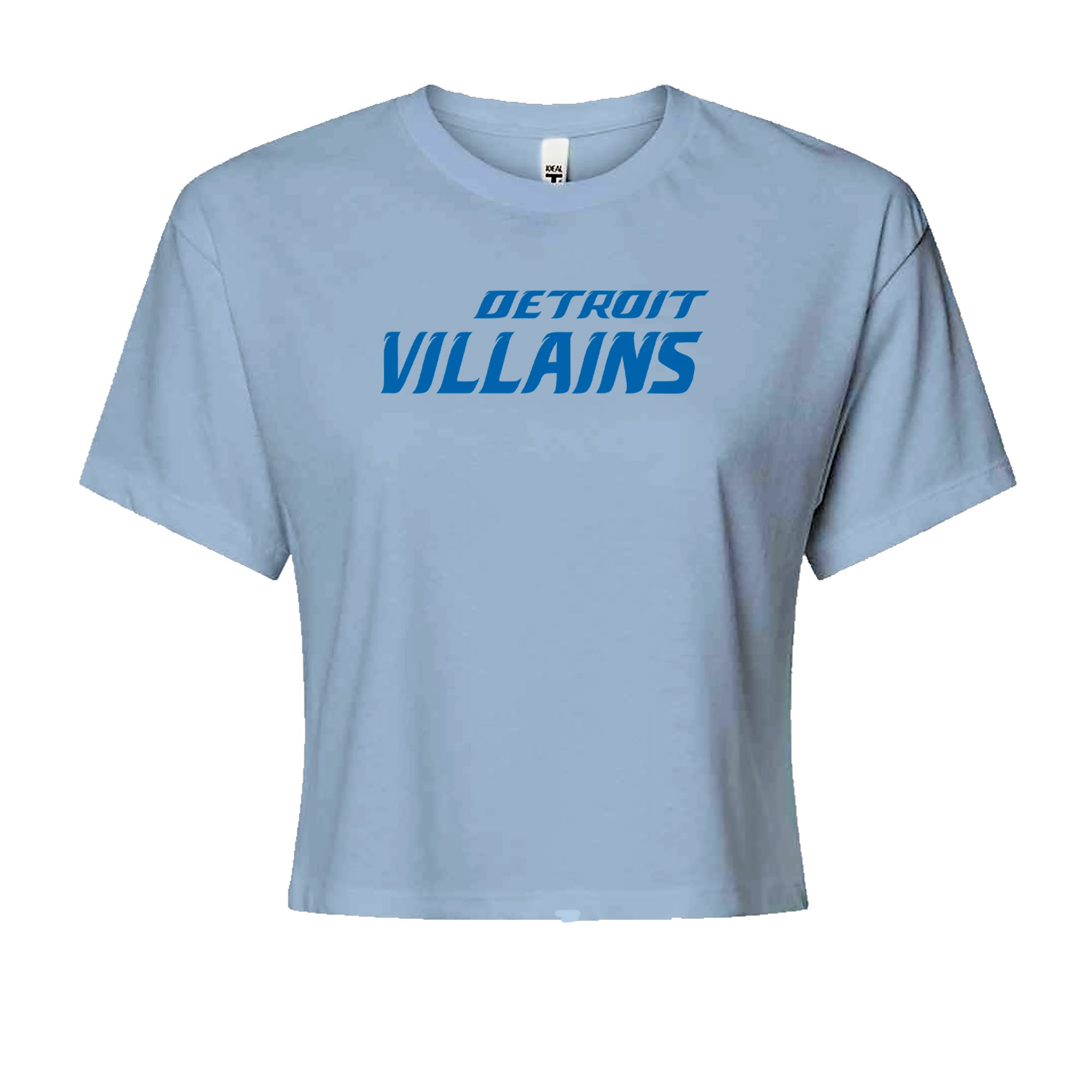 Detroit Villains Grit Football Cropped T-Shirt Light Blue