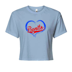 Benito Heart Puerto Rico Cropped T-Shirt Light Blue