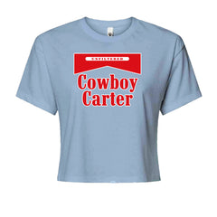 Cowboy Karter Country Act Two Cropped T-Shirt Light Blue