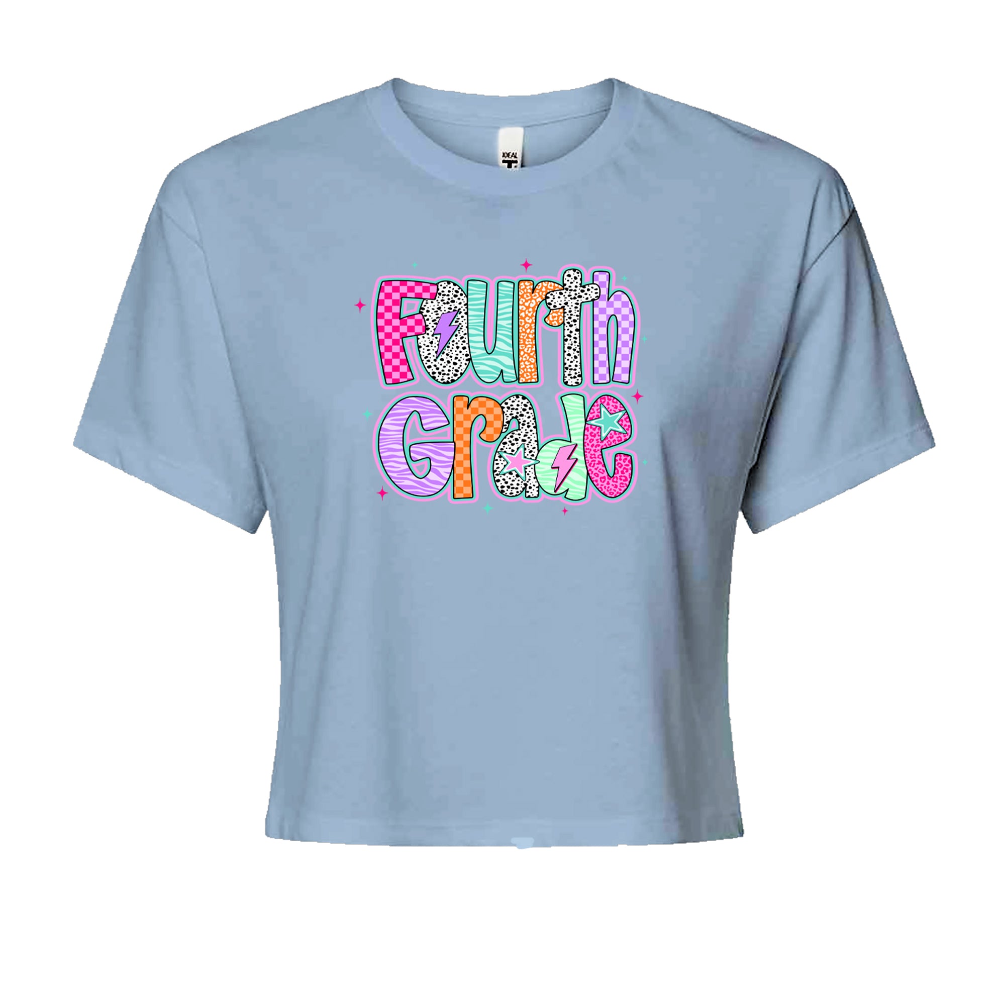 Fourth Grade Fierce Colorful Back to School Cropped T-Shirt Light Blue