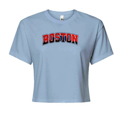 Boston City Pride Skyline Cropped T-Shirt Light Blue
