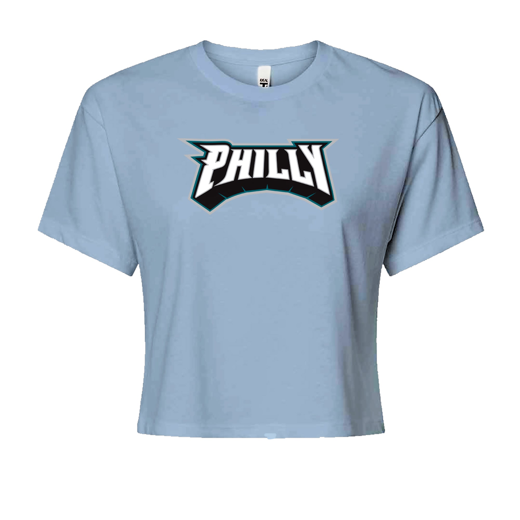Philly Bold Block Throwback Cropped T-Shirt Light Blue