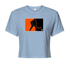 Hockey Enforcer Retro Vintage Cropped T-Shirt Light Blue