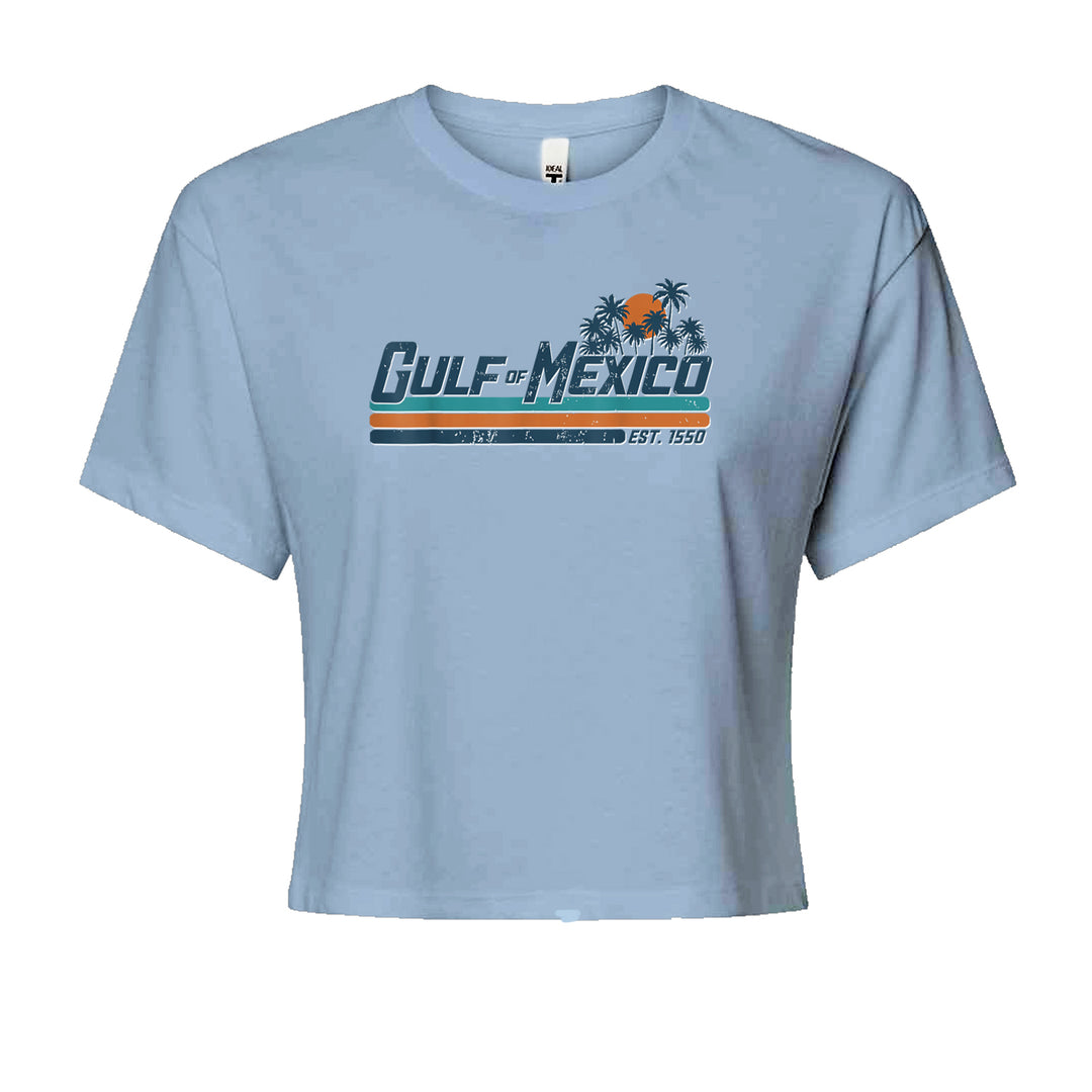 Gulf Of Mexico Established Year 1550 Cropped T-Shirt Light Blue