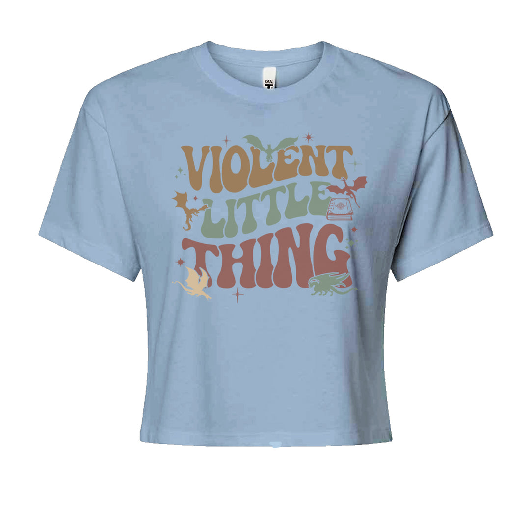 Violent Little Thing Dragon Cropped T-Shirt Light Blue