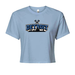 Detroit Motor City Retro Piston Cropped T-Shirt Light Blue