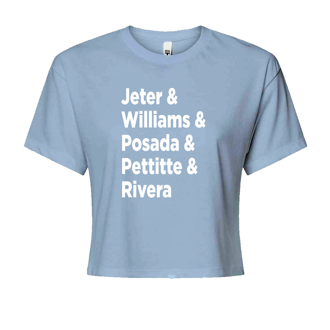 Jeter & Williams & Posada & Pettitte & Rivera Cropped T-Shirt Light Blue