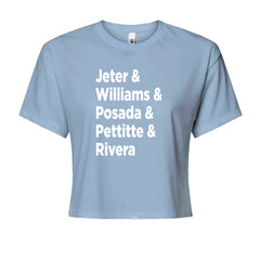 Jeter & Williams & Posada & Pettitte & Rivera Cropped T-Shirt Light Blue
