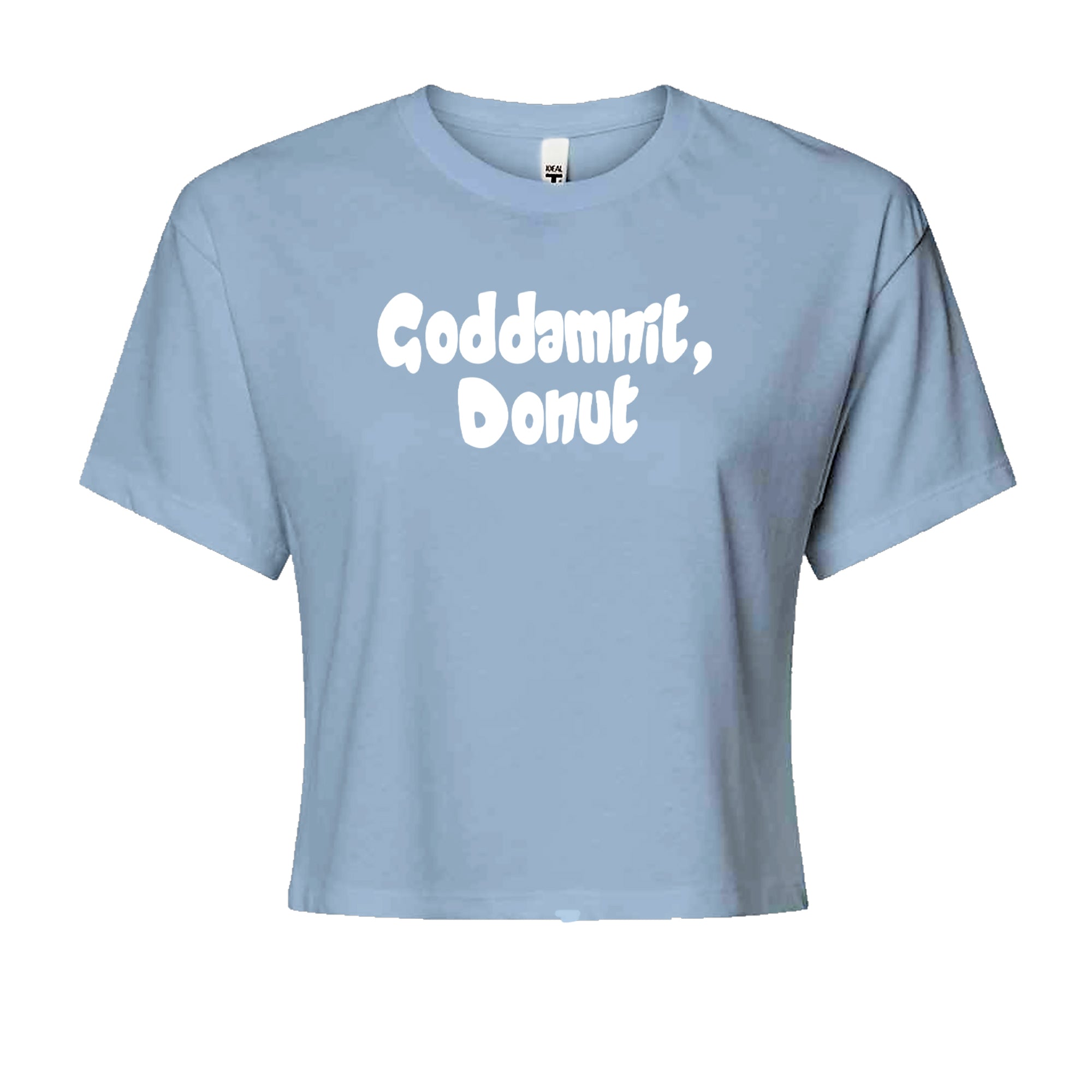 Godd-mnit, Donut Carl Cropped T-Shirt Light Blue