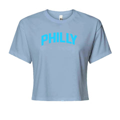 Philly Philadelphia Pride Cropped T-Shirt Light Blue