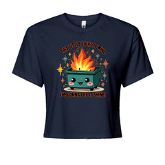 This Little Light of Mine Dumpster Fire Smile FaceCropped T-Shirt Navy Blue
