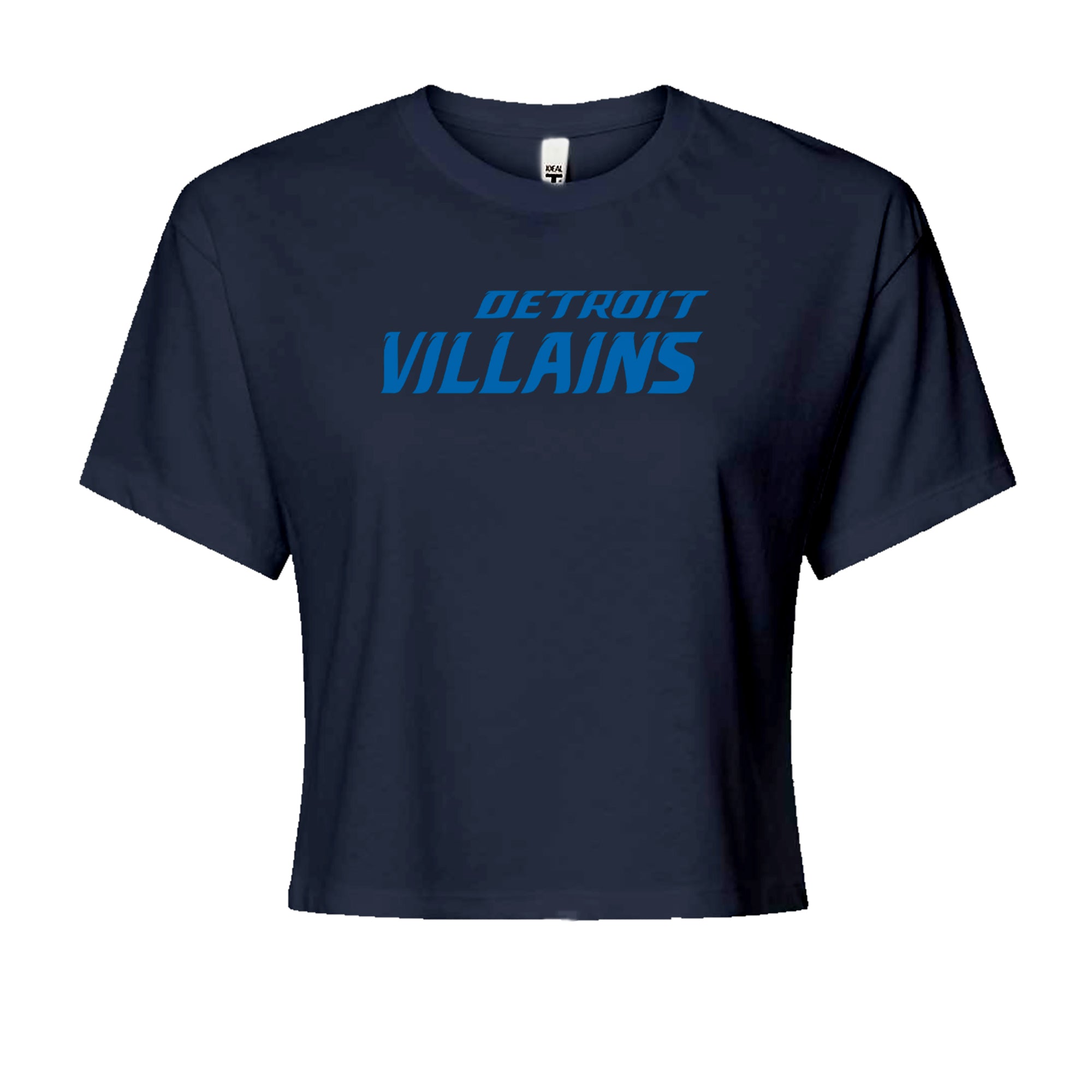 Detroit Villains Grit Football Cropped T-Shirt Navy Blue