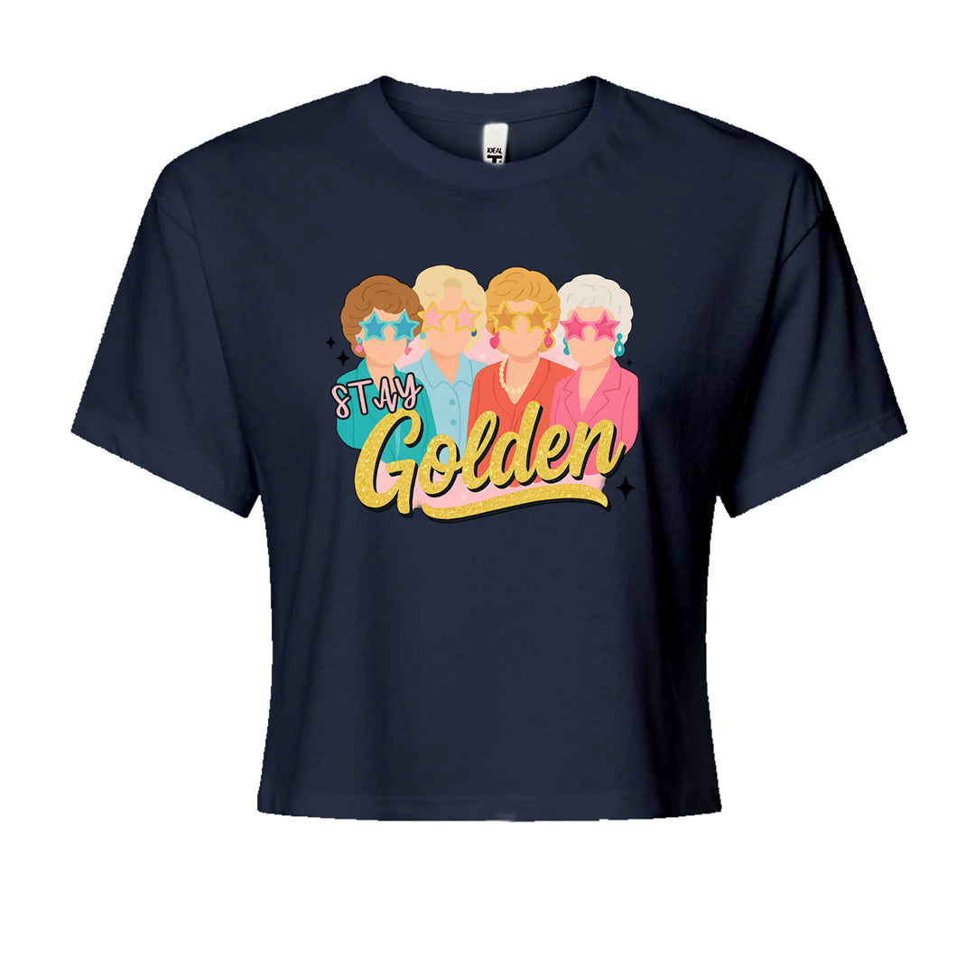 Stay Golden Girls Retro Cropped T-Shirt Navy Blue