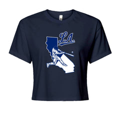 Los Angeles Baseball Batter Up Cropped T-Shirt Navy Blue