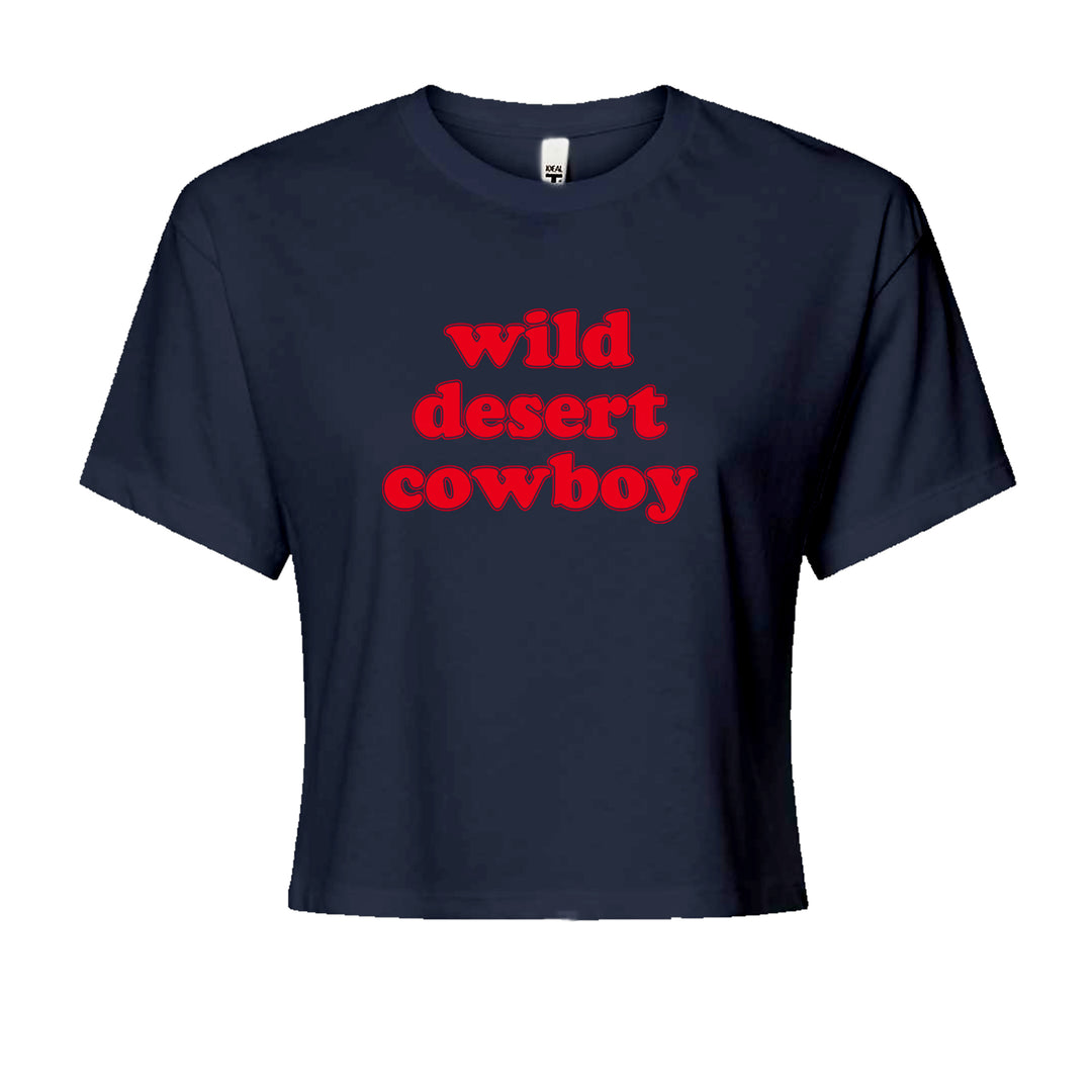 Wild Desert Cowboy Country Cropped T-Shirt Navy Blue