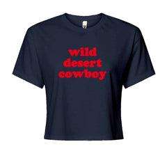 Wild Desert Cowboy Country Cropped T-Shirt Navy Blue