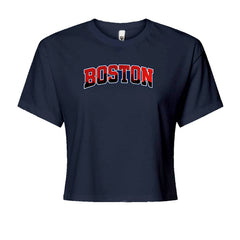 Boston City Pride Skyline Cropped T-Shirt Navy Blue