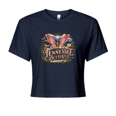 Forever Our Tennessee Butterfly Dolly Cropped T-Shirt Navy Blue