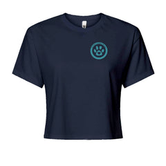 TLC To Love a Canine Dog Rescue Teal Cropped T-Shirt Navy Blue