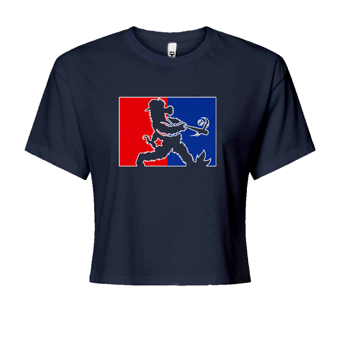 Batter Up Philly Baseball Phan Cropped T-Shirt Navy Blue